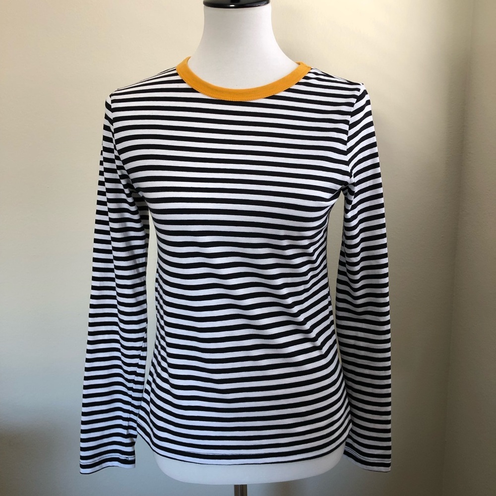 H&M - Black & White striped Long Sleeve T - Sz XS